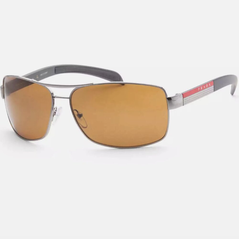 Prada Sunglasses 65mm Gunmetal Polarized Brown Lens